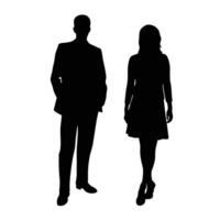 Silhouette Of Business Man And Woman Standing Together In Formal Attire vector