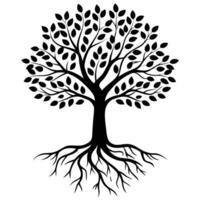 Silhouette Tree With Leaves And Roots Abstract Graphic Design Illustration vector