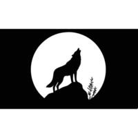 Silhouette Of Wolf Howling At The Moon In The Night Image vector