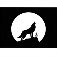 Silhouette Of A Howling Wolf Standing On Rock Before A Full Moon vector