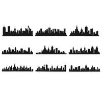 Collection Of City Skyline Silhouettes Urban Cityscape Backgrounds For Design vector