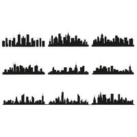 Collection Of Varied Cityscape Silhouettes On White Background For Urban Design vector