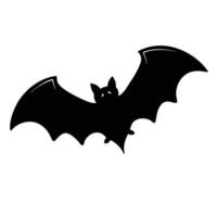 Spooky Bat Silhouette Flying Isolated On White Background Halloween Design Element vector