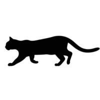 Striking Black Silhouette Of Walking Cat On White Background For Design Projects vector