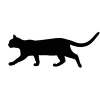 Silhouette Of A Cat Walking Elegantly On A White Background Isolated vector