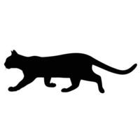 Silhouette Illustration Of A Walking Cat On A White Background Graphic vector
