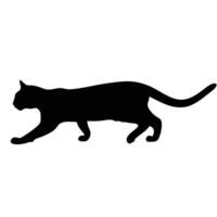 Black Silhouette Of A Cat Walking Elegantly Isolated On A White Background vector