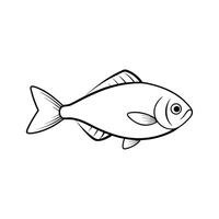 Line Art Illustration Of A Single Fish With Defined Fins And Tail vector