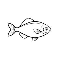 Simple Black Outline Illustration Of A Fish On White Background Image vector