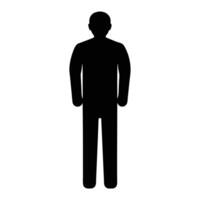 Man Silhouette Standing Upright Simple Human Figure Black Shape Isolated vector