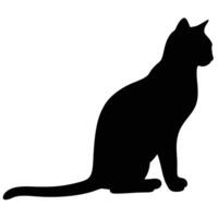 Elegant Silhouette Of A Seated Cat Profile Isolated On White Background vector