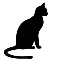 Elegant Cat Silhouette Seated Isolated On White Background Graphic Illustration vector