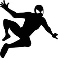 Superhero Silhouette In Dynamic Action Pose Minimalist Graphic Design Style vector