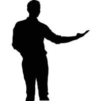 Elegant Man Silhouette Presenting Gesture Business Presentation Isolated On White Background vector