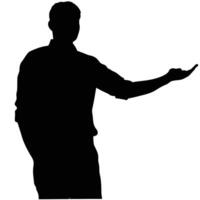Silhouette Of A Man Presenting Offering Or Showing Something On Empty Palm vector