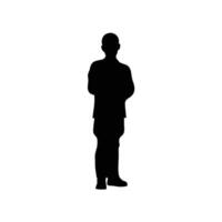 Business Man Standing With Arms Crossed In Silhouette Style Design Element vector