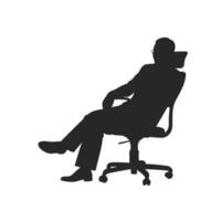 Silhouette Of Businessman Relaxing In Office Chair Isolated On White Background vector