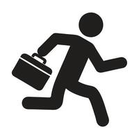 Running Businessman With Briefcase Silhouette Illustration Isolated On White Background vector