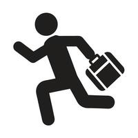 Businessman Running With Briefcase Icon Illustration Minimalist Design vector