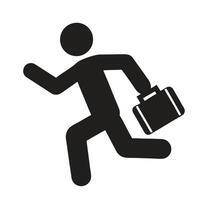 Running Business Man Icon Symbol Silhouette With Briefcase For Design Element vector