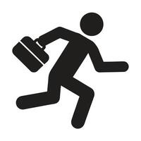 Running Businessman With Briefcase Stick Figure In Silhouette Represents Urgency And Action vector