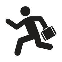 Running Businessman Silhouette Icon Holding Briefcase In A Hurry For Meeting vector