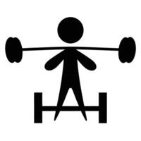 Pictogram Of A Person Lifting Weights With Dumbbells On The Floor vector