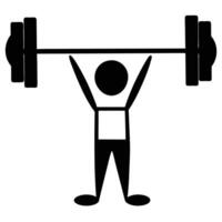 Weightlifting Icon Person Lifting Weights Simple Graphic Silhouette Black And White vector