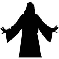 Silhouette Of Jesus Christ With Open Arms In A Religious Image vector