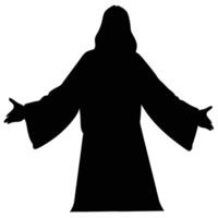 Silhouette Of Jesus Christ With Open Arms Symbolizing Blessing And Faith vector