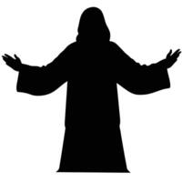 Silhouette Illustration Of Jesus Christ With Open Arms Blessing And Forgiveness vector