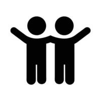 Stick Figure Friends With Arms Raised Symbolizing Unity Togetherness And Support vector