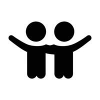 Two Figures Embracing Unity Collaboration And Friendship Black Silhouette vector