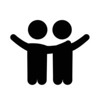 Two Abstract Figures Embracing Symbolizing Friendship Unity And Support In Black Silhouette vector