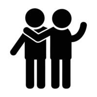 Stick Figure Friendship Celebrating Together Symbolizing Teamwork And Support Simple Illustration vector