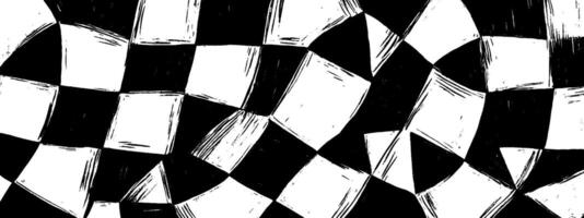 Vintage woodcut illustration of a unique checkered tile pattern with irregular shapes vector