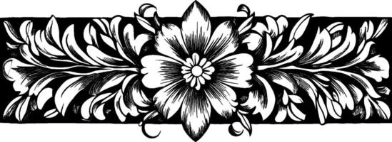Intricate vintage woodcut illustration featuring floral and leaf patterns vector