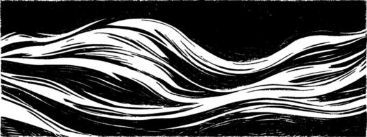 Vintage woodcut illustration featuring flowing layered organic shapes and textures vector