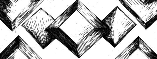 Vintage woodcut design featuring overlapping diamond shapes in intricate detail vector