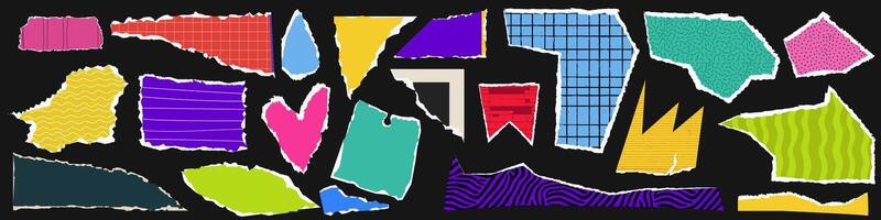 Vibrant abstract collage with colorful torn paper elements for creative design vector