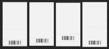 Blank receipt mockup set with barcodes for design and branding concepts vector