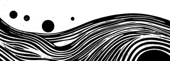 Vintage woodcut design featuring abstract bubble-like formations and flowing lines vector