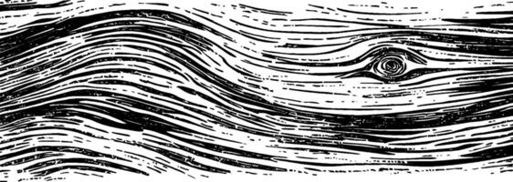Vintage woodcut illustration displaying distressed texture in flowing lines and patterns vector