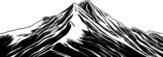Vintage woodcut illustration capturing the majesty of a snow-capped mountain peak vector