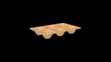 Egg Box Rotating on a Transparent Background. Seamless Loop. 4K video