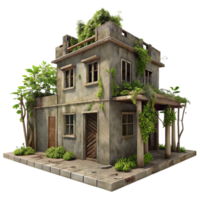 elegant rustic Abandoned Building with Trees and Vines Transparent high resolution png
