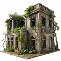 magnificent rustic Abandoned Building with Trees and Vines Transparent high quality png
