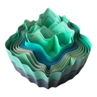 wonderful abstract Abstract Fractal Fjord Cutout Teal and Green Hues Isolated professional png
