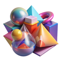 beautiful minimalist Abstract Geometric Shapes Colorful Transparent Background high quality png