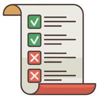 Test paper with check marks isolated illustration on white background vector